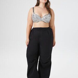 OHS CLOTHING Women's Sequin Knit Top Bralette Size 2X Silver/Black